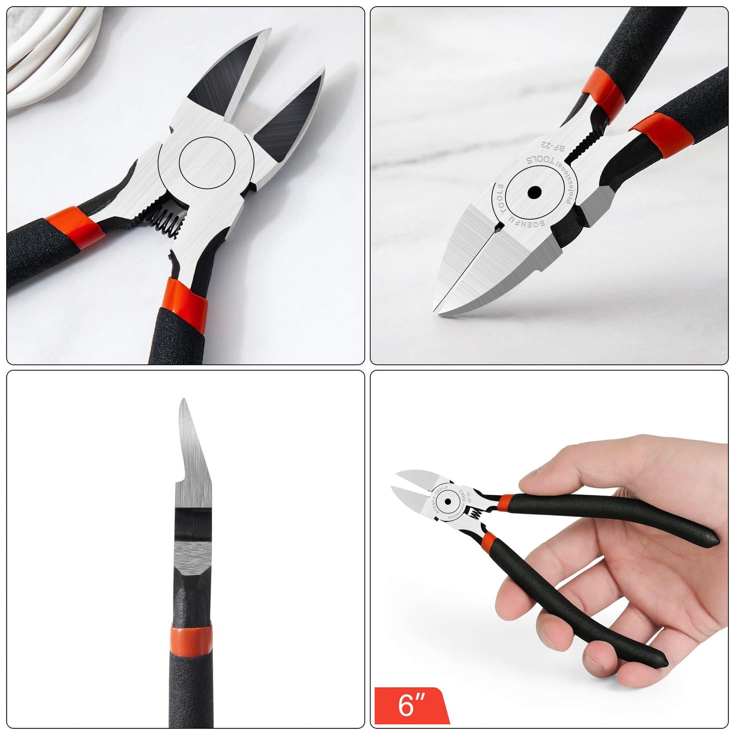 BOENFU Wire Snips Floral Wire Cutter Jewelry Wire Snippers 6 Inches 2 Pack Flush Cut Pliers Side Cutters Metal Cutting Tool for Crafting, Floral, Artificial Flowers, Chicken Wire, Electrical