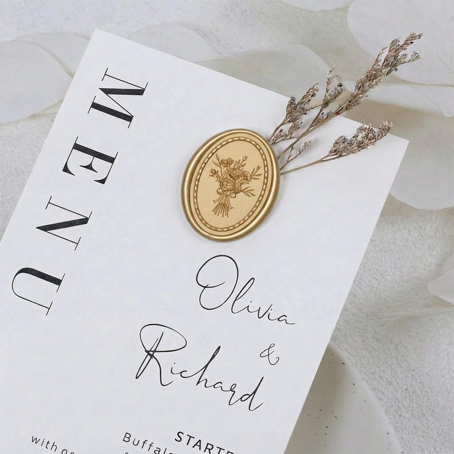 UNIQOOO Wax Seal Stickers - Vintage Photo Frame Floral Bouquet Wedding Invitation Envelope Seal Stickers, 50 Pcs Self-Adhesive Light Gold Stickers, Perfect for Invitation, Christmas, Gift Wrapping