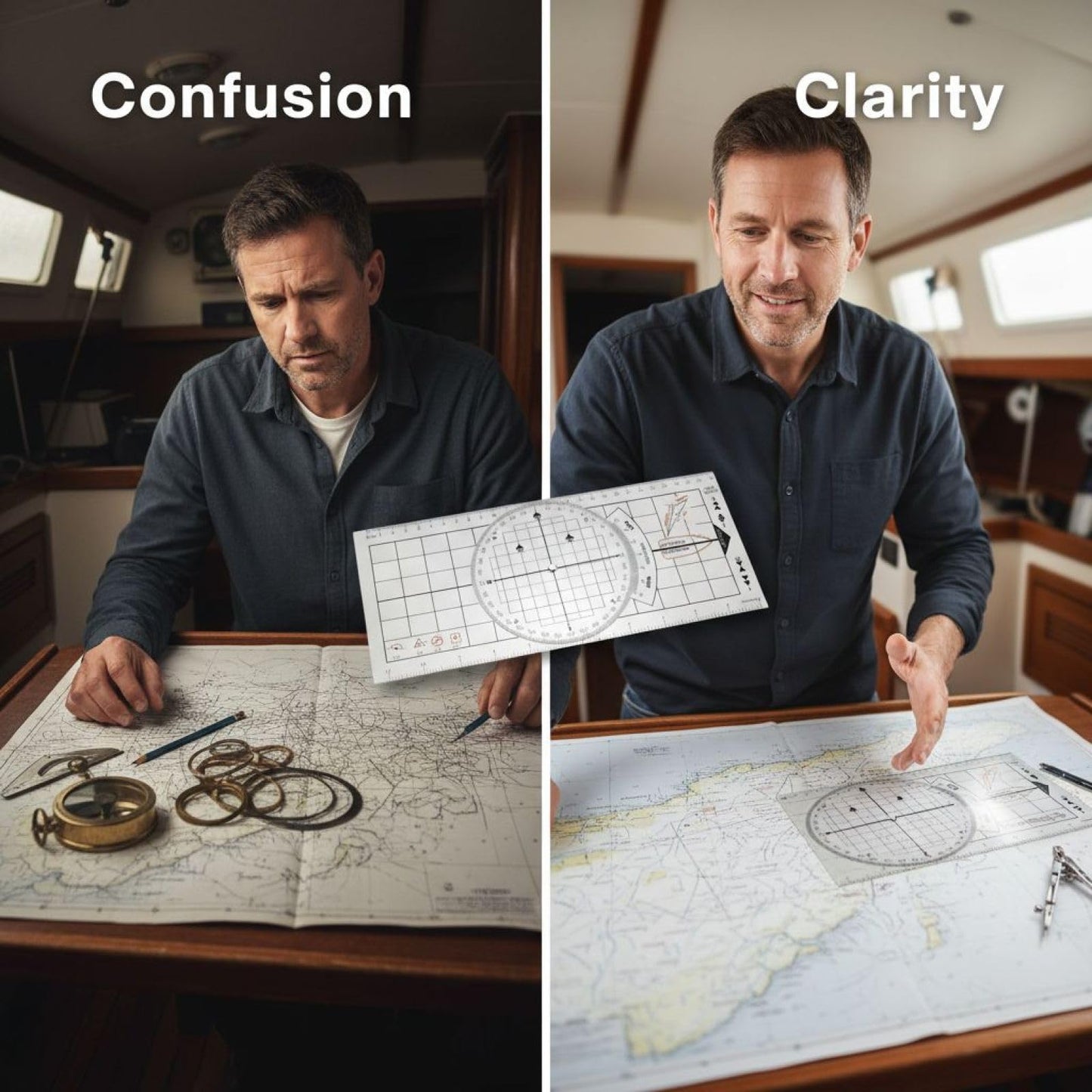 3 Pcs Marine Navigation Kit, Nautical Chart Plotting Tool Set with Single Hand Divider, Navigation Ruler and Protractor, Drafting Supplies for Boating, Sailing, Seafaring