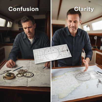 3 Pcs Marine Navigation Kit, Nautical Chart Plotting Tool Set with Single Hand Divider, Navigation Ruler and Protractor, Drafting Supplies for Boating, Sailing, Seafaring