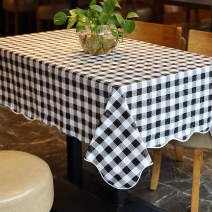 Artisan Flair Black and White Checkered Tablecloth, Flannel, 54 x 72" for Family Dinners or Gatherings