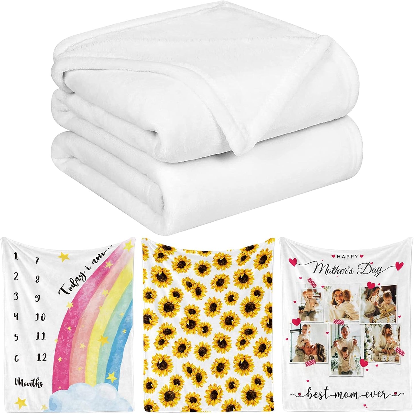 80"x60" Sublimation Blanket Thick Sublimation Throw Blanket Heat Press Make My Own Blanket White Blank Blanket Custom
