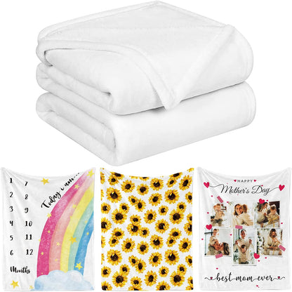 80"x60" Sublimation Blanket Thick Sublimation Throw Blanket Heat Press Make My Own Blanket White Blank Blanket Custom