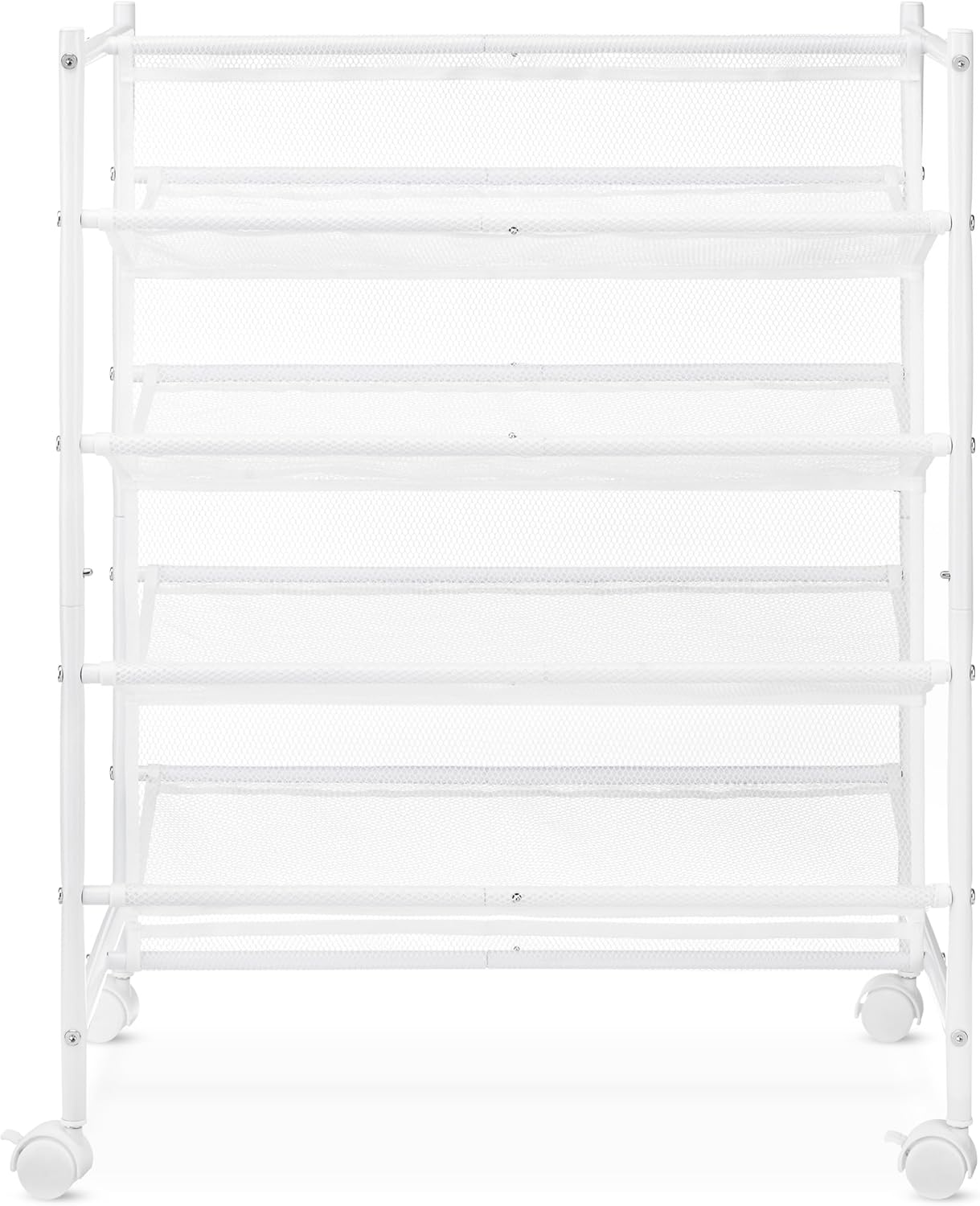 4-Tier 24 Sided4-Tier Whitmor Rolling Shoe Cart - Mesh & Metal - Holds up to pairs of Shoes - Double