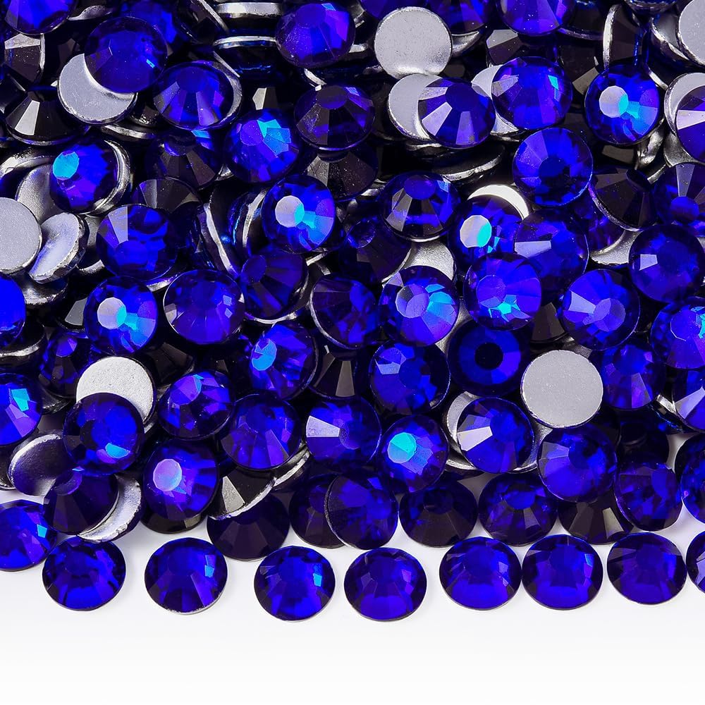 Blinginbox 1440pcs Flat Back Crystal Rhinestones for Nail Art Crafts Bedazzling Kit Diamonds Set Clear Rhinestones for Clothes 0.14" 3.8mm SS16 Cobalt Blue