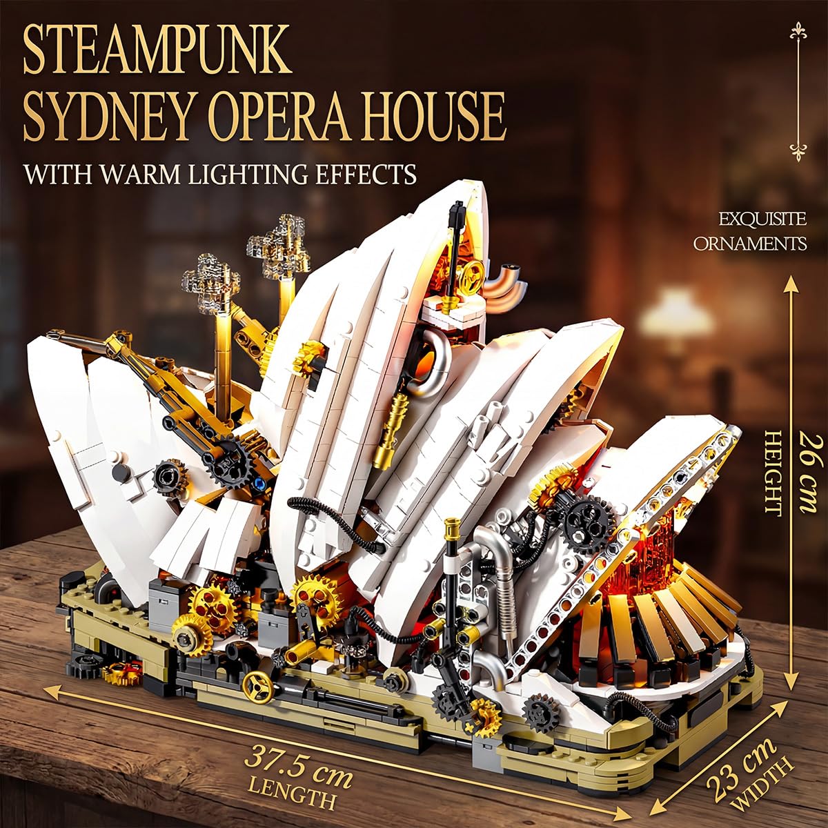 Miabrixbrix Steampunk Sydney Opera House Building Set for Adults, Detailed Architecture Model with Lights & Gears Display,Retro Modular Building Blocks, for Architecture Enthusiasts 1940pcs