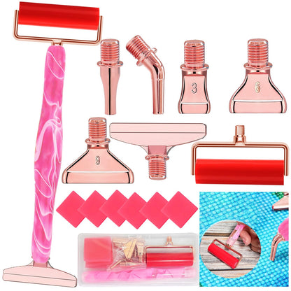 Diamond Art Pens Tools Diamond Painting Accessories Kits with Screw Metal Tip Roller Diamond Painting Pen Drill Bead Dot Pens for Art Craft Nail (Pink Pen Rose Gold 6)