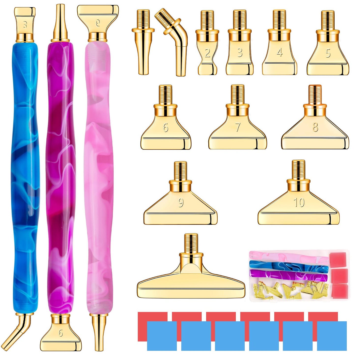 Sttargxing 28 PCS Diamond Painting Pen Kit,13PCS Stainless Steel Tips with 12 Clay, Multi Placer Tips 5D Diamond Painting Accessories, Diamond Painting Pen Replacement for DIY Craft(Gold)