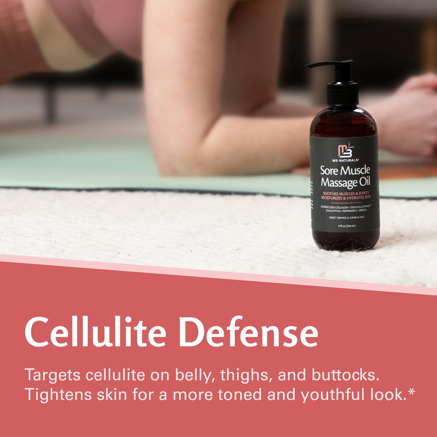 M3 Naturals Firming Body Massage Oil with Collagen & Stem Cell – Helps Smooth The Appearance of Cellulite & Improve Skin Texture – Refreshing Aromatherapy Body Oil for Legs & Full Body – 16 Fl Oz
