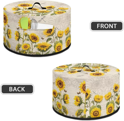 Kitchen Appliance Dust Covers for 6 7 8 Quart Slow Cooker, Sunflower Butterfly Oval Design, Pocket for Clean Kitchen
