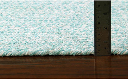Super Area Rugs Farmhouse Braided Rug, Cotton Kitchen Reversible Carpet, Turquoise & White, 8" X 28"