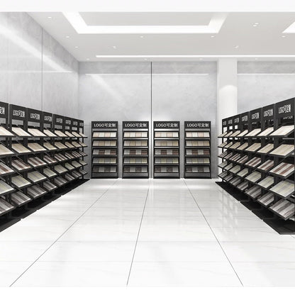 RIYUESHENGHENG Tile Sample Display Stand,Wooden Floor Sample Holder Standing Stone Flooring Display Shelf，Building Material Sample Display Rack Retail Rack，for Shops Exhibition Halls Events