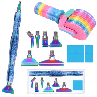 Diamond Painting Art Drill Bead Dot Pen Kit with Screw Steel Metal Tip Nibs Placers & Diamond Art Roller Tool Accessories for Adult DIY Full Drill Partial Drill 5D Diamond Paint Rhinestone (Blue)