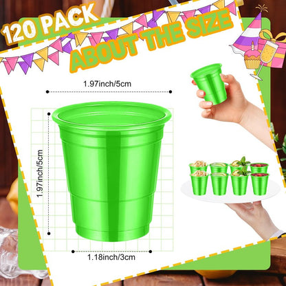 cssopenss 120 Pcs 2 oz Green Shot Cups Green Plastic Shot Glasses st. patrick's day Shot Glasses Disposable for Drinking Tastings Served Snacks Jello Tastings and Samples