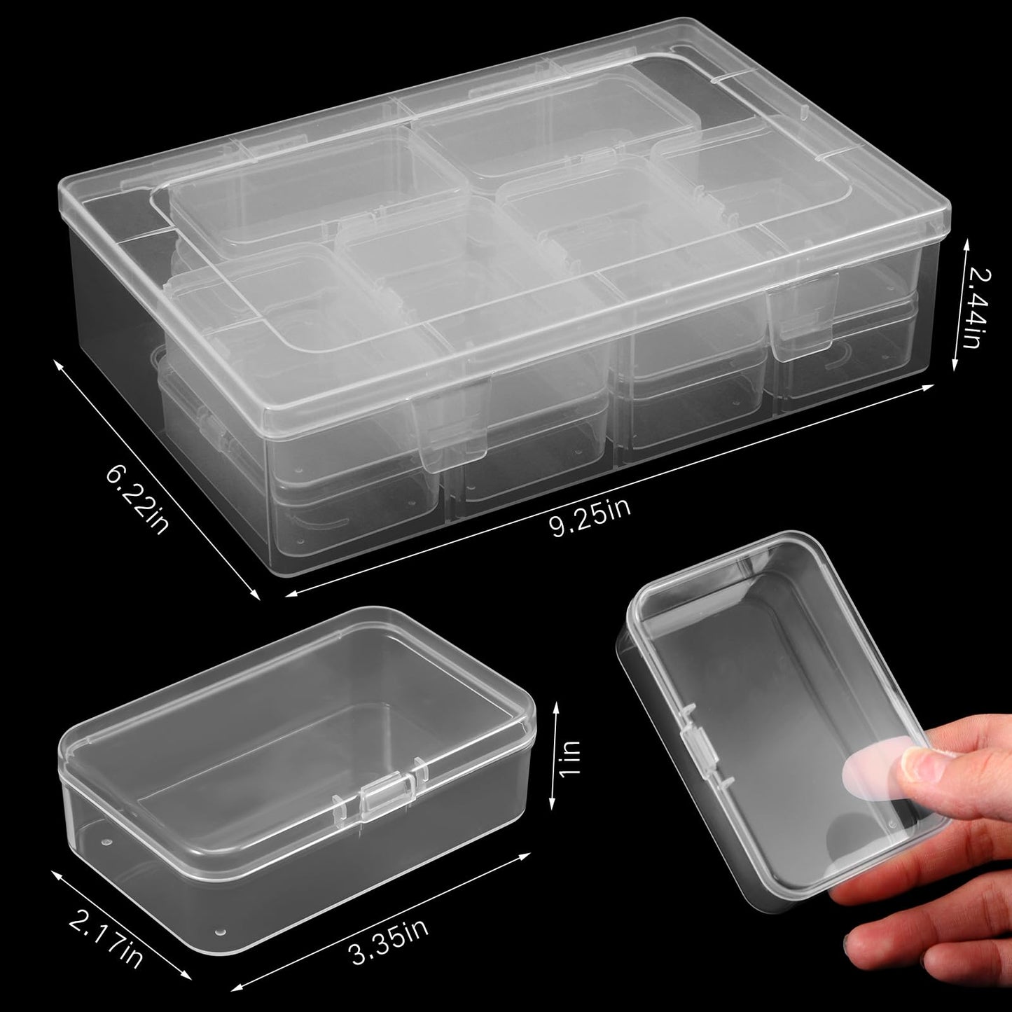 Blulu 13 Pieces Small Bead Organizers Plastic Bead Storage Containers with Lids Mini Clear Storage Cases Transparent Craft Boxes for Jewelry Diamonds DIY Art Craft Accessory(3.3 x 2.2 x 1 Inch)