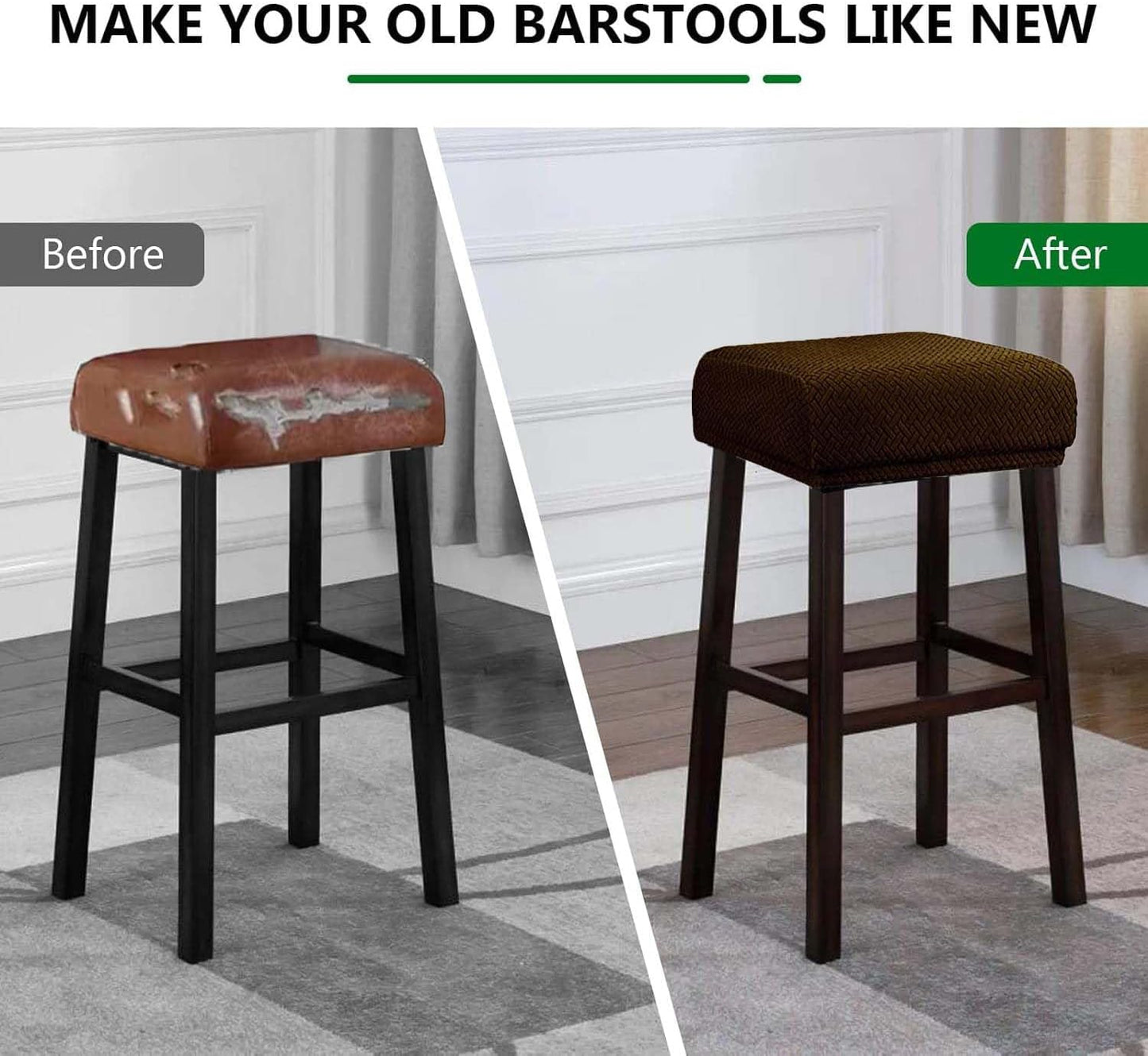 LIULIWEIFA Set 4/2/1 Counter slipcover,Black,2pcs Bar Stool Covers Rectangle of Saddle Bar Stool Covers Slipcover Stool