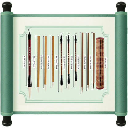 TIUSUTA 10-Piece Chinese Calligraphy Brush Set - Premium Writing Brushes for Beginners & Artists - with Roll-up Bamboo Brush Holder,Chinese Painting Brushes Set Flower Bird Line-Drawing Brushes