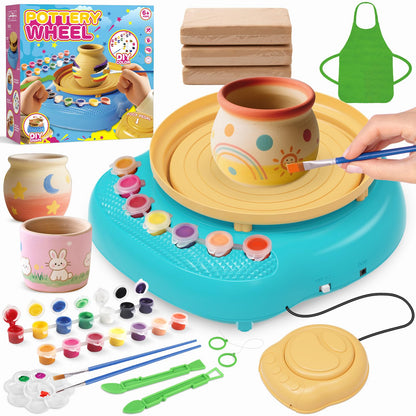 TingingYuli Pottery Wheel for Kids with Clay Kit - Arts and Crafts for Kids Ages 6-8 8-12, Complete Pottery Kit with Air Dry Clay and Painting Tools, Easter Christmas Birthday Gift for Boys Girls