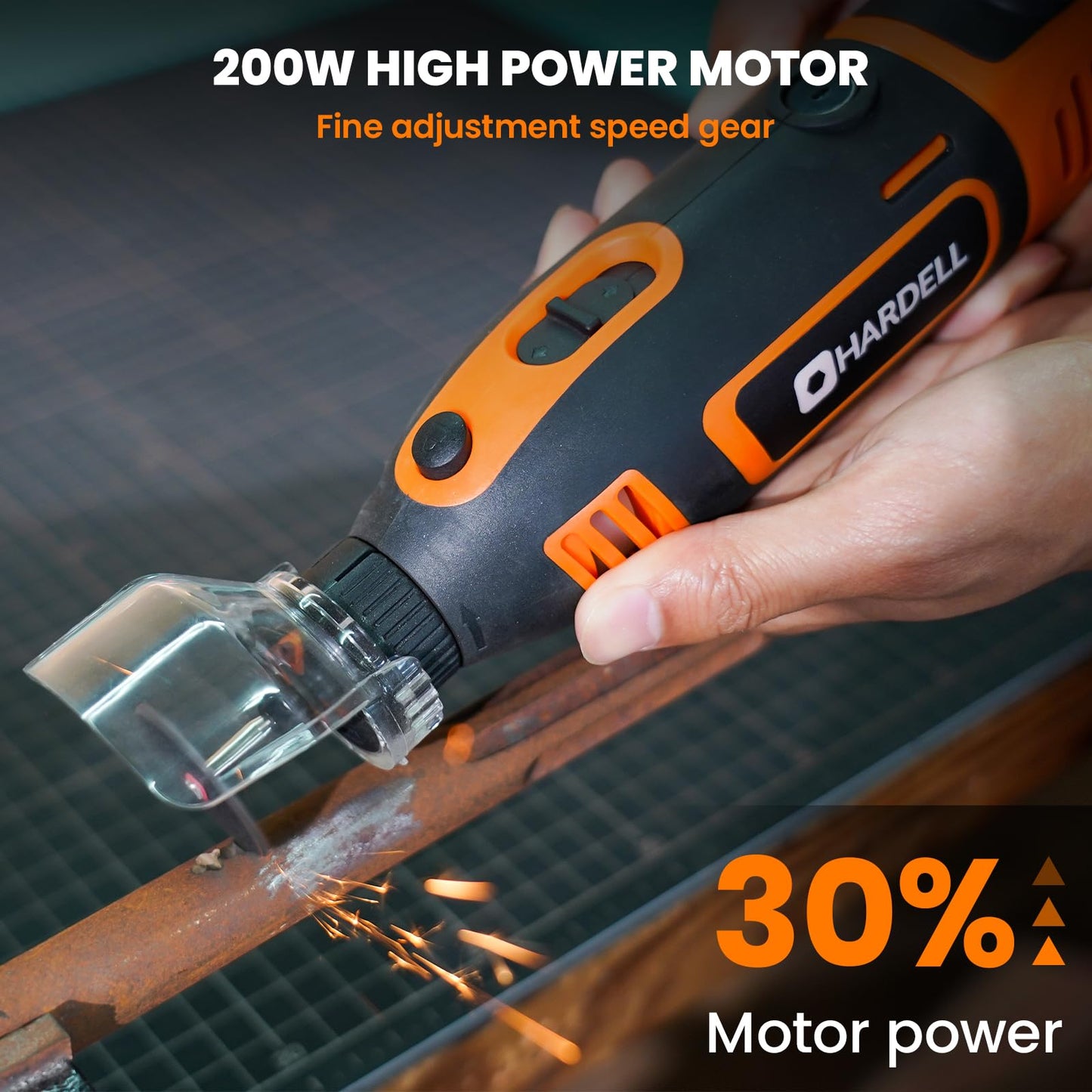 HARDELL 200W Corded Rotary Tool Kit with Fine Speed Control & Flex Shaft 8000-40000 RPM Digital Display, 155Pcs Accessories for Crafting, Cutting, Sanding, Polishing, Drilling, Carving, DIY Projects
