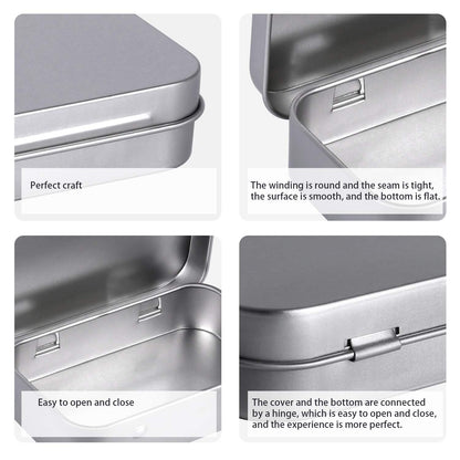 Tamicy Metal Rectangular Empty Hinged Tins - Pack of 40 Silver Mini Portable Box Small Storage Kit & Home Organizer with lids craft containers 3-1/2''X2-1/2''X4/5''