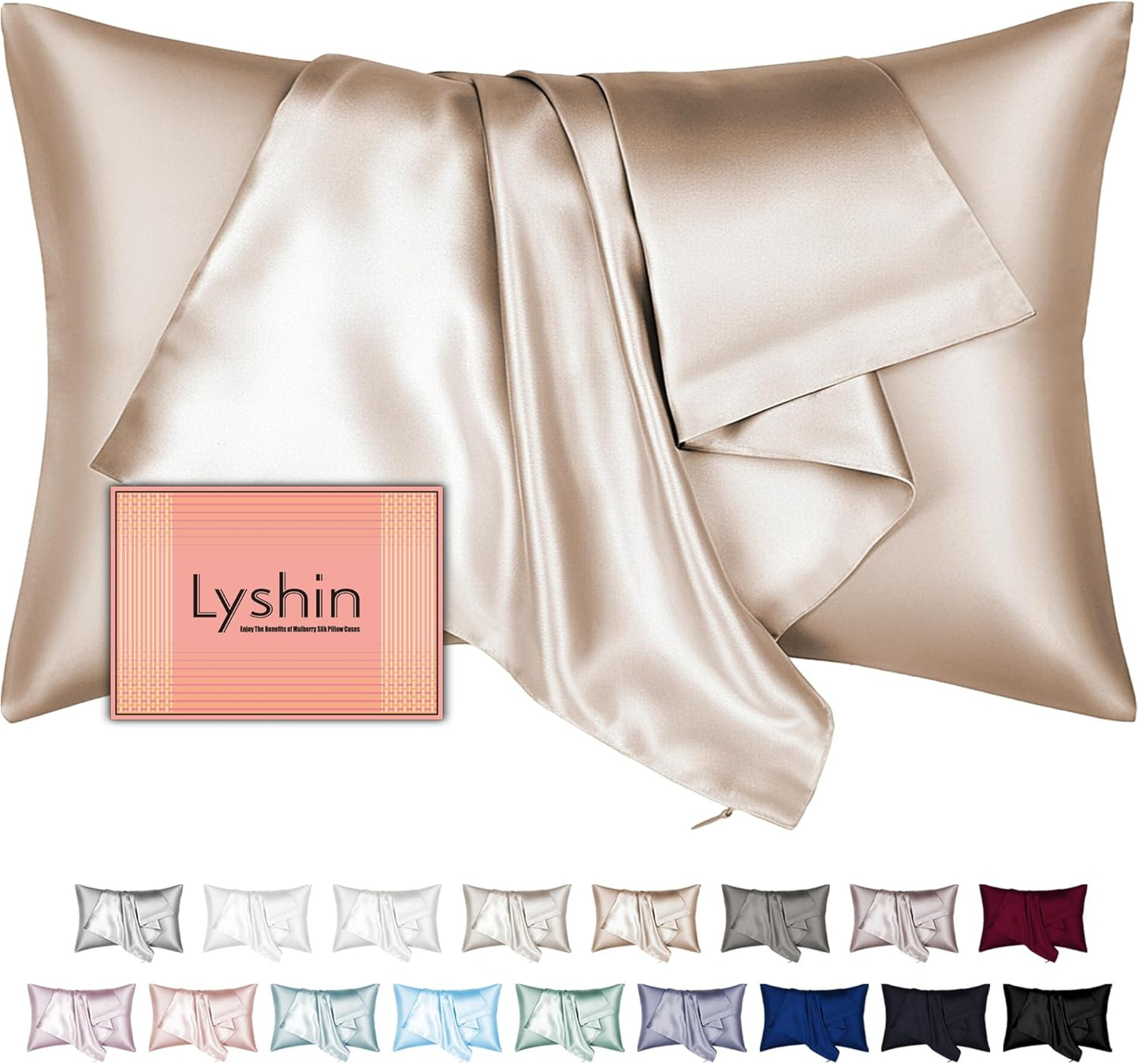 Skiennix Mulberry Silk Pillowcase - King Size, Hidden Zipper, Smooth & Breathable for Hair & Skin | Champagne
