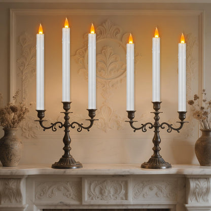 wemarry 10" Flameless Taper Candles with Remote, 6 Pcs White Electric Led candlesticks, PlasticTall Taper Candles Battery Operated with Flickering Flame for Halloween Christmas Wedding Home Décor
