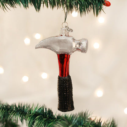 Old World Christmas Glass Blown Ornaments, Contractor Tools Claw Hammer for Christmas Tree