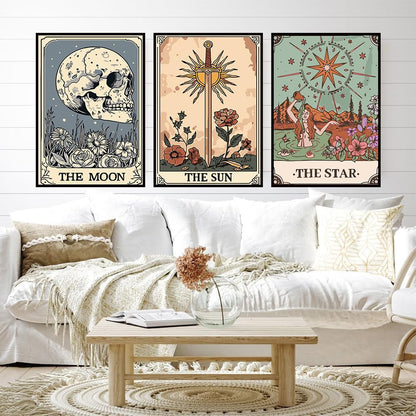 igoodom 6 Pack Paint by Numbers for Adults, 25x35cm DIY Acrylic Canvas Painting Kit, Sun and Moon Star Paint by Number Set for Beginners & Home Wall Decor