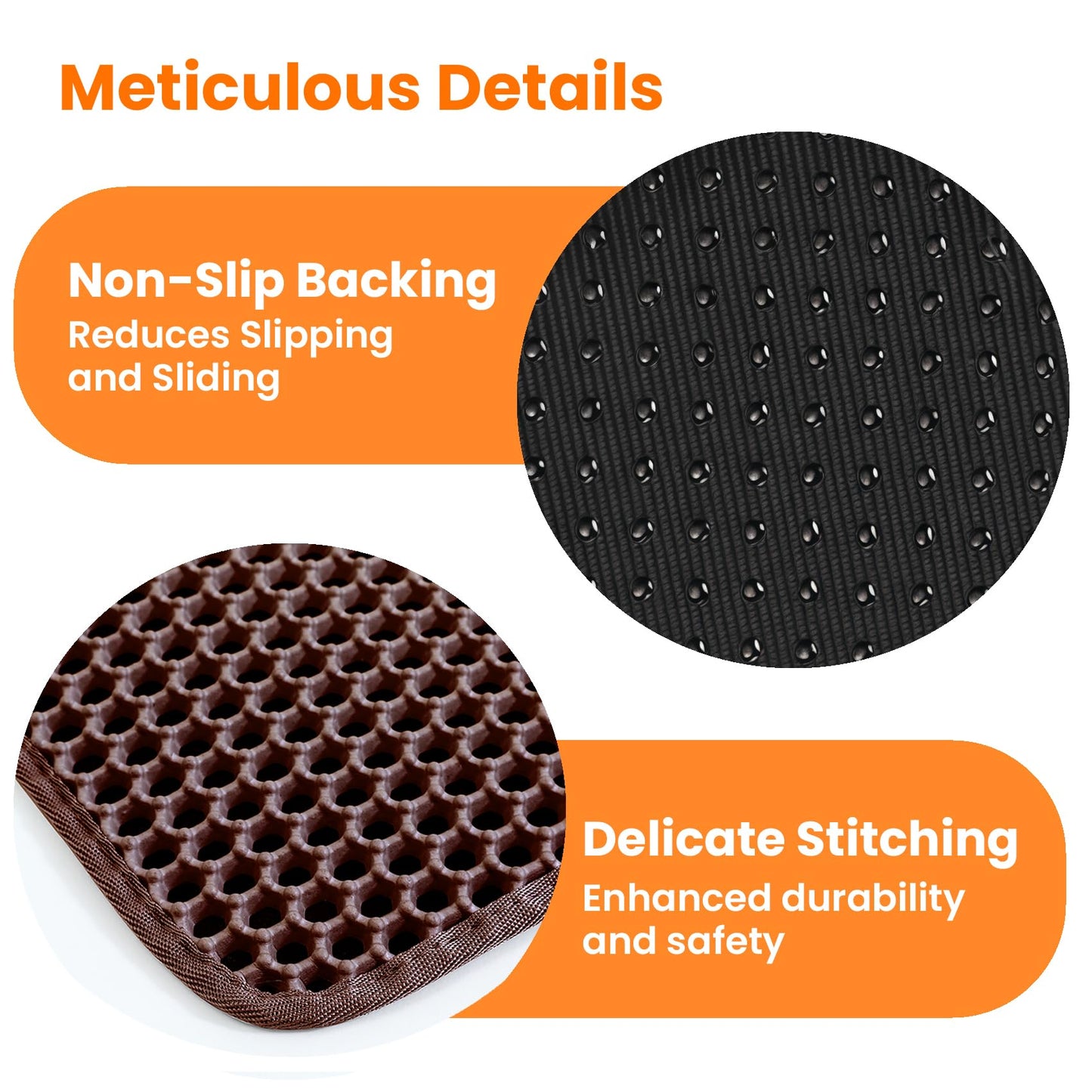 Petinstinct Jumbo Cat Litter Mat, 46x26 Inches Double Layer Honeycomb Litter Trapping Mat, Non Slip Waterproof Urine Proof Extra Large Cat Litter Box Mat, Kitten Supplies and Essentials, XXL, Brown