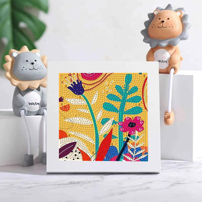 Pxzcrypha Diamond Art Kits for Kids with Frame, Flowers Diamond Art Painting for Kids, Flowers Gem Art Kits for Kids 8-12 for Gift Home Wall Decor (7x7inch)