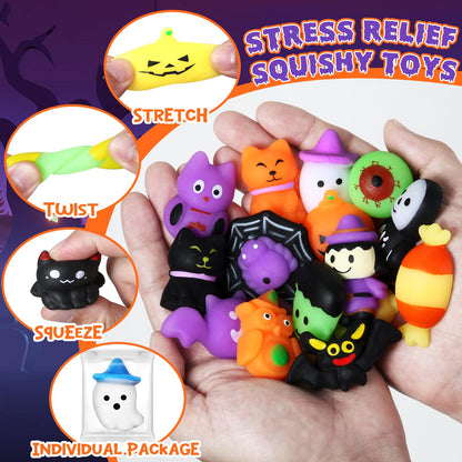 AuroTops 24 PCS Halloween Squishy Toys for Kids Halloween Party Favors Classies Character Squeeze Toys for Trick or Treat Gifts Bulk,Goodie Bags Stuffers for Kids Treat Bags Gifts Classroom Rewards