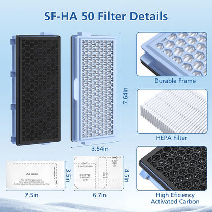 3 Pack SF-HA 50 Filters, Only Compatible with Miele Compact C1 & C2, Complete C2 & C3, S8340, S4, S5, S6, S8, S4000–S8999 and Guard L1/ M1/ S1 Vacuum Cleaners–NOT for Classic C1 or Complete C1