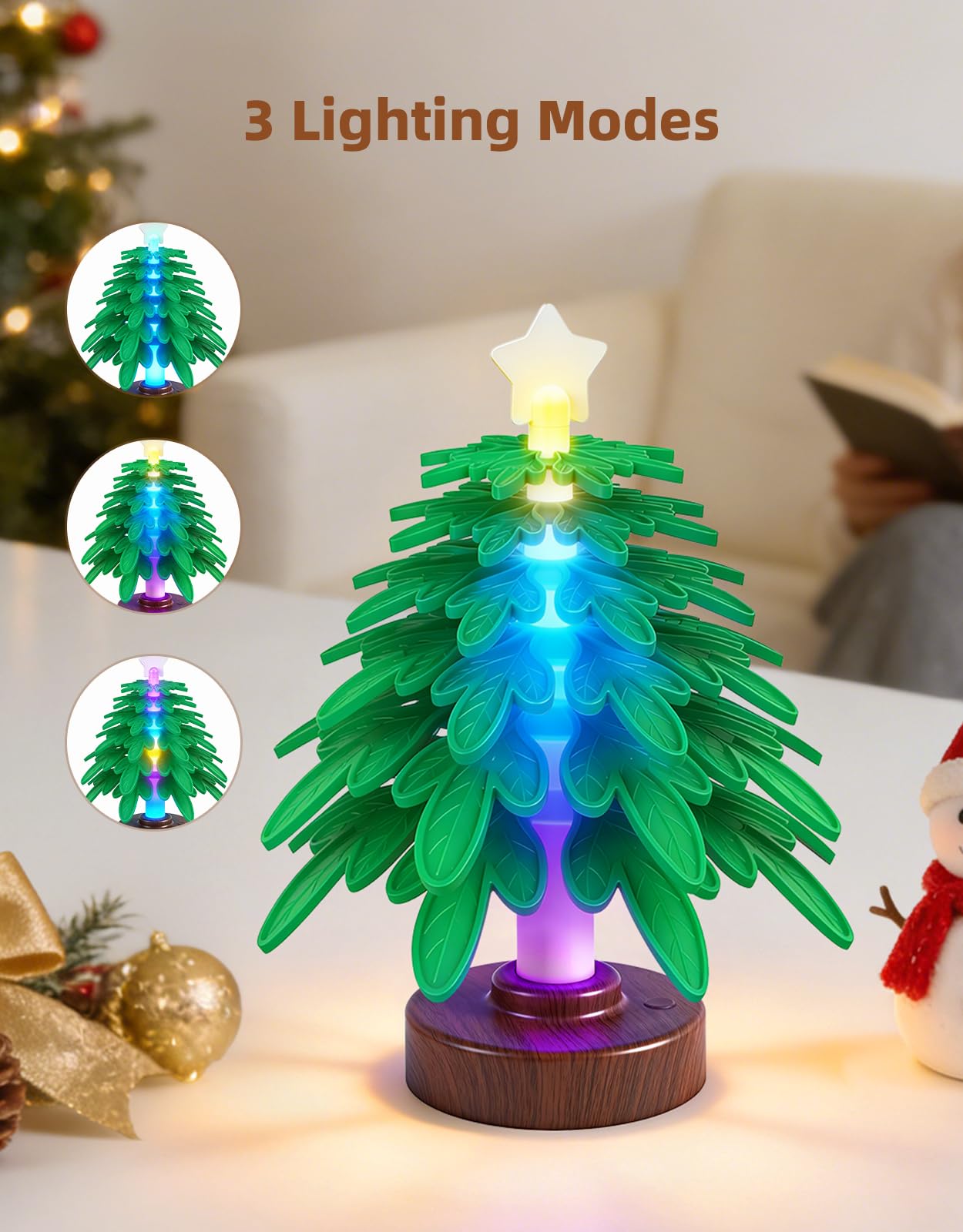 Silicone trivet tree Placemats, Tree Trivet Set-6pcs Trivets for HotDishes with Stand, Wooden-Style Tree Trivet Look, Non-Slip Washable Trivet, Trivets with RGB Light, Tree Pot Holder for Various dish