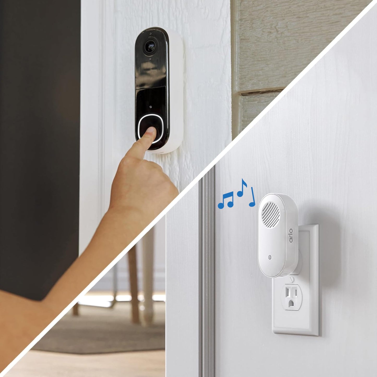 Arlo Video Doorbell 2K 2nd Generation & Chime 2 Bundle, 2K Doorbell Camera, 2-Way Audio, Package Detection, Motion Detection and Alerts, Built-in Siren, Night Vision, AVDK4001-100CNS, White