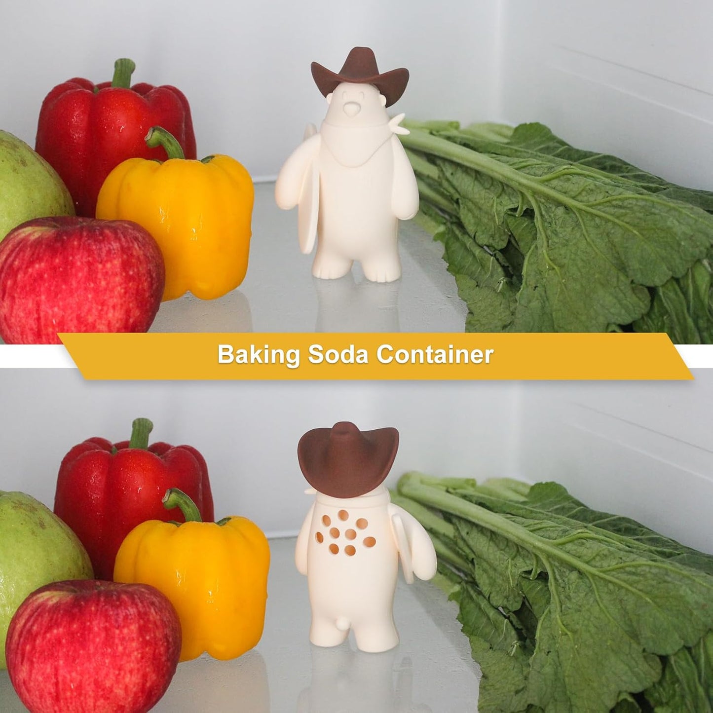 Baking Soda Holder for Fridge, Reusable Deodorant Container, 5.1x3.1 Inches (White-1 Pack)