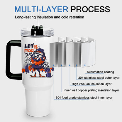 sweet grain Sublimation Tumblers 40 oz with Handle(4 Pack) - Stainless Steel Double Wall Vacuum Insulated Large Tumbler Bulk with Removable Handle and Straw - Black & White Handle