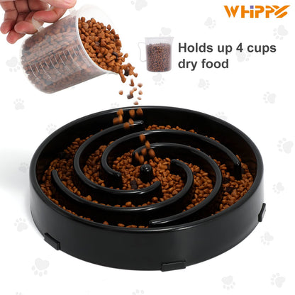 Slow Feeder Dog Bowls for Large Medium Dog Non Slip Maze Puzzle Bowl Pet Slower Food Feeding Dishes Interactive Bloat Stop Preventing Choking Healthy Dog Bowl, Black