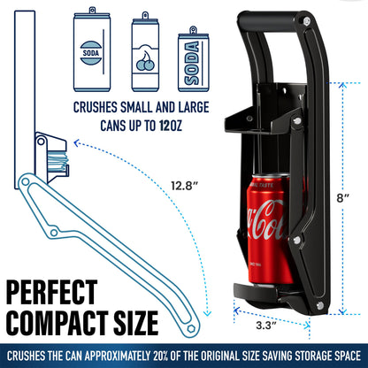 Can Crushers for Recycling - 16 oz Heavy Duty Aluminum Can Crusher Wall Mounted - Soda and Beer Can Smasher for Recycling with Bottle Opener - For 12 and 16 oz Cans - Easy to Install - RamPro