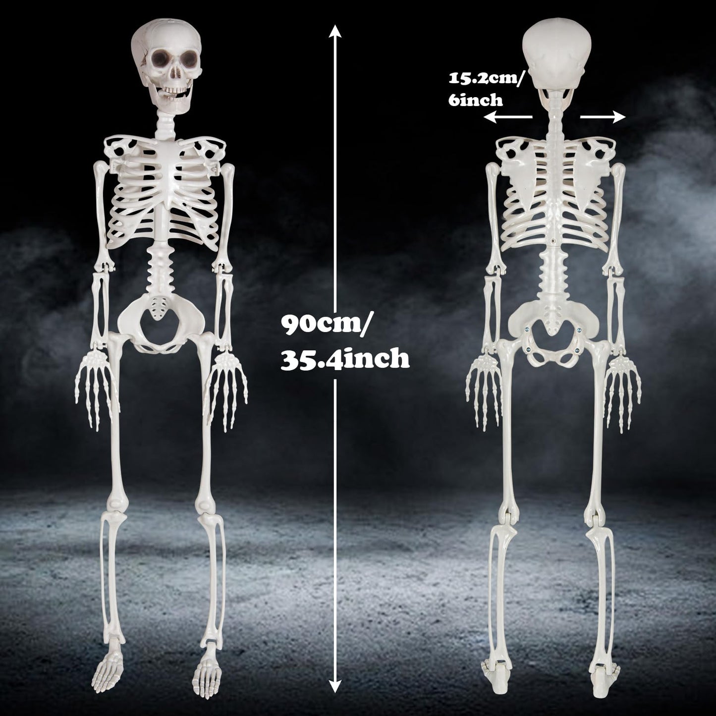 XONOR 3ft Halloween Skeleton Human Full Body Skeleton Decorations for Halloween Party Haunted House Supplies (1pc)