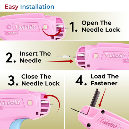 Stitch Gun for Clothes (Quick Fix Tool, Not a Sewing Machine), Handheld Clothing Tag Gun for Quick Clothing Repairs Includes 6 Needles, 1000 Black & 1000 White Fasteners (Pink & Blue)