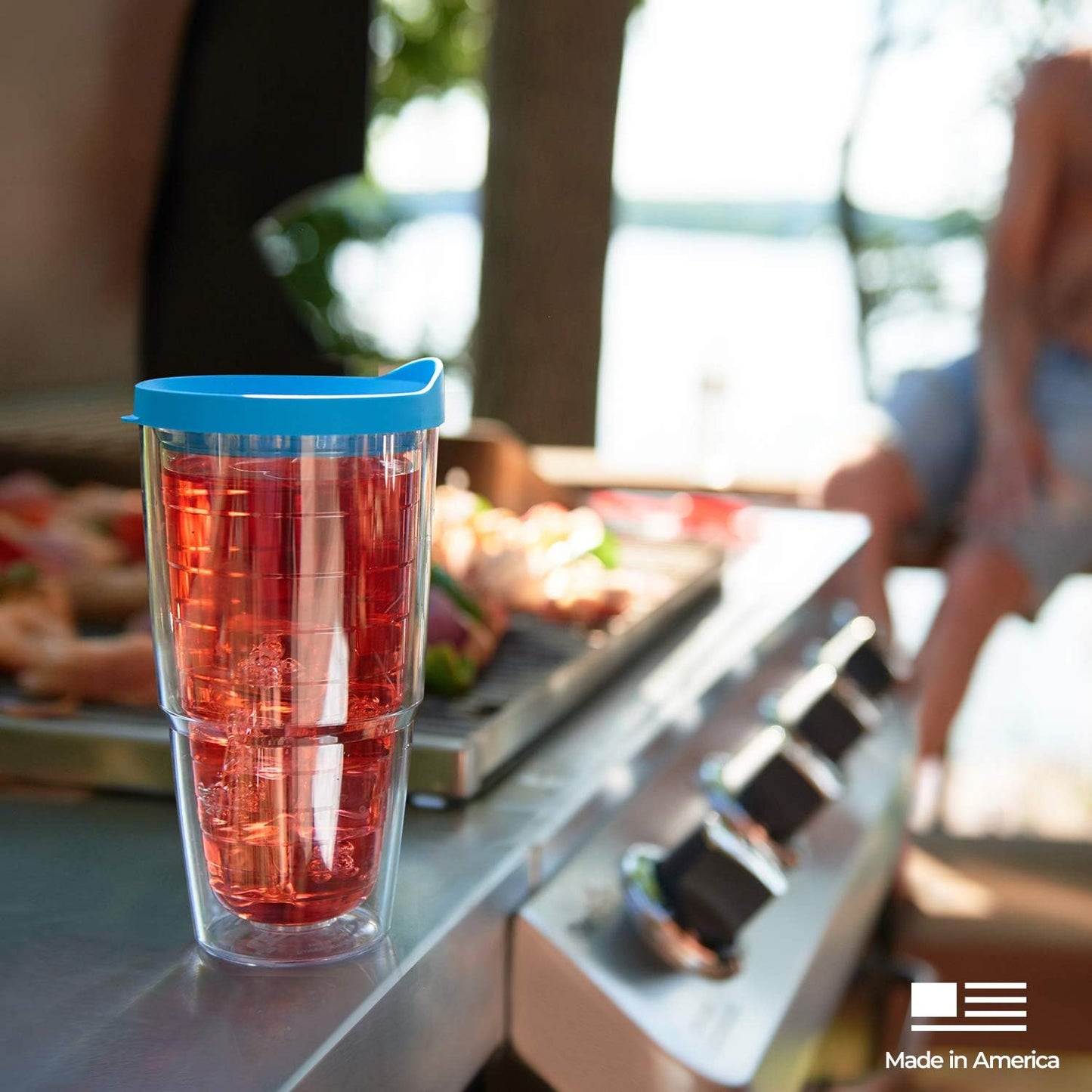 Tervis Peacock Tumbler with Wrap and Turquoise Lid, 24oz, Clear