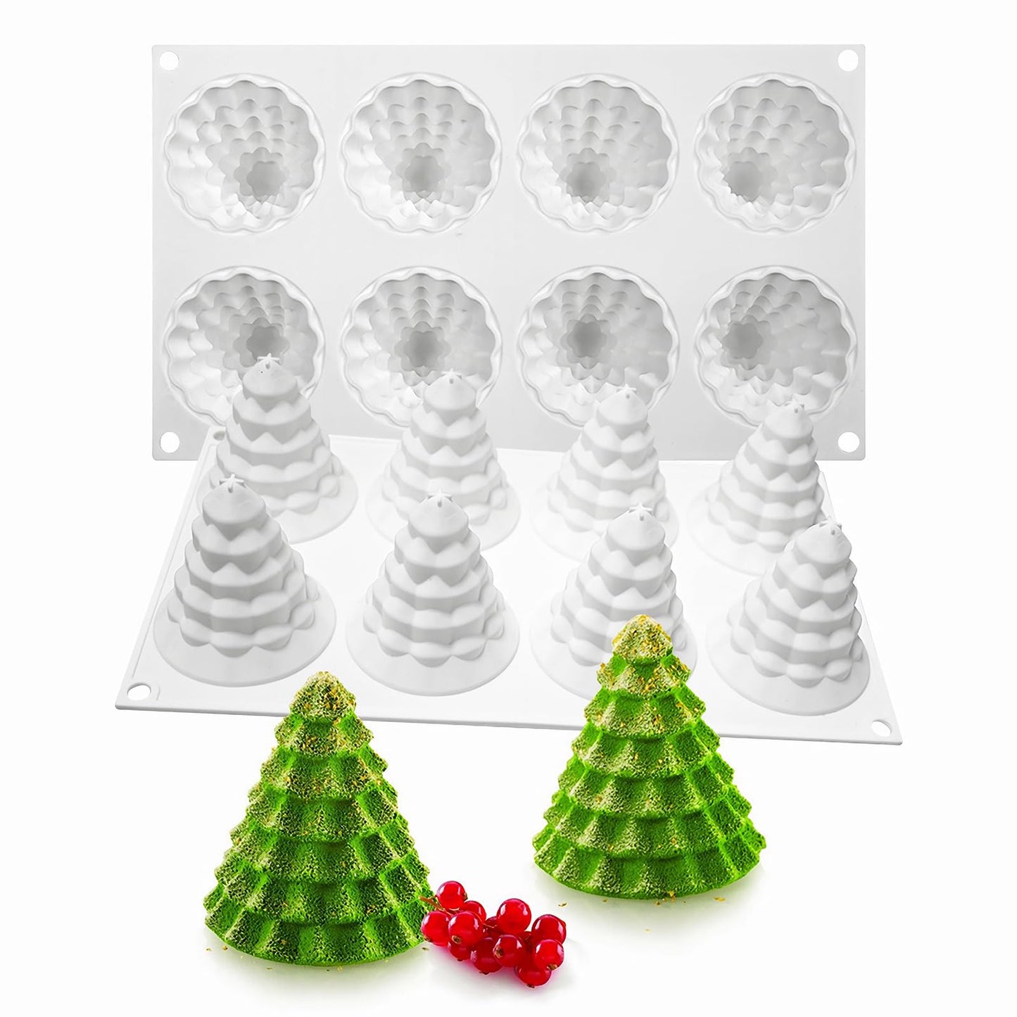 Christmas Tree Silicone Molds, Tree-Shaped Christmas Silicone Molds for Making Mousse Cakes, Chocolate Bars, Desserts and Handmade Soap