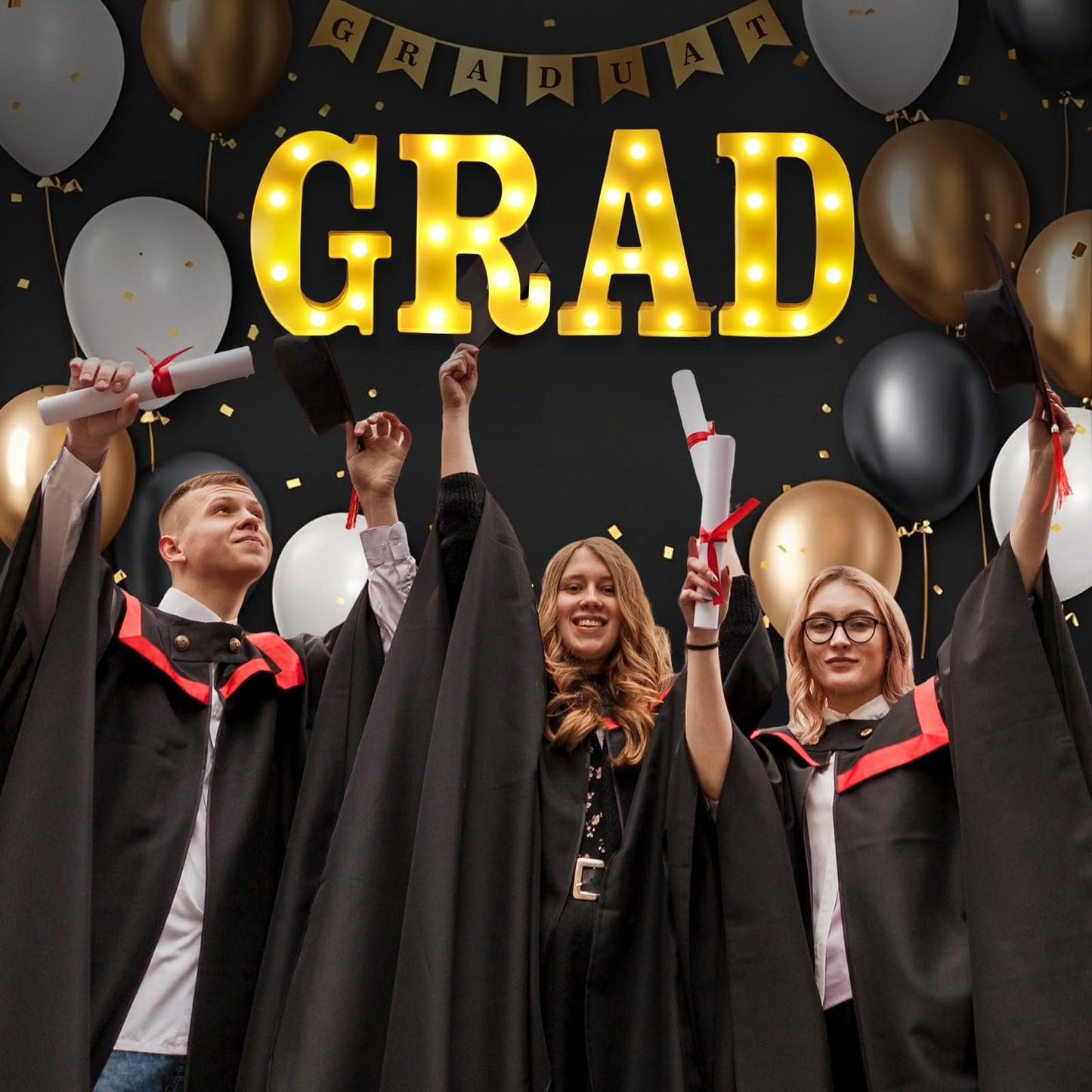 LED Light Up Letters GRAD Sign for Graduation Party Decorations 2025,Congrats Grad Yard Signs,Table Decorations,Grad Letters & Party Supplies for Graduation Celebrations