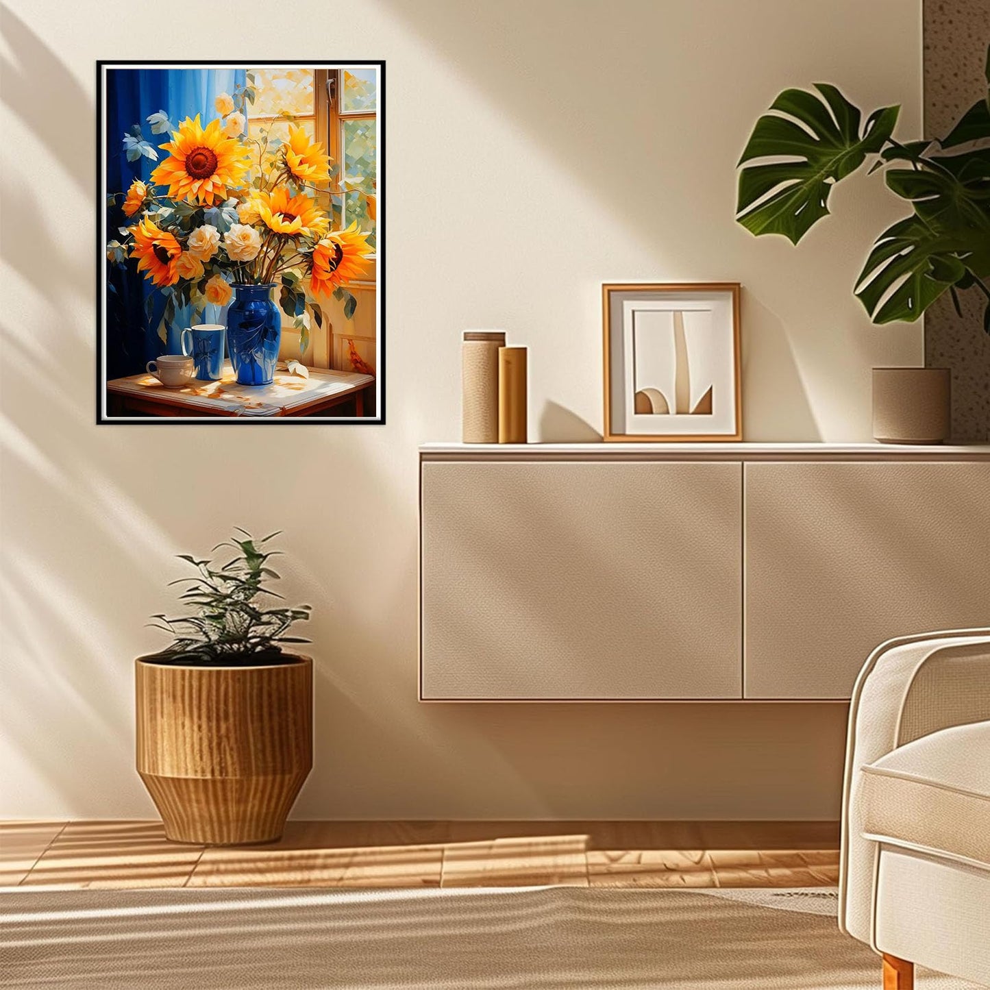 Diamond Art Painting Kits for Adults, Flower 5D Diamond Paint Dots Art Kit for Adult Beginner, Sunflowers DIY Round Gem Crystal Art Paintings by Diamond, Home Wall Decor Crafts 12x 16 inch