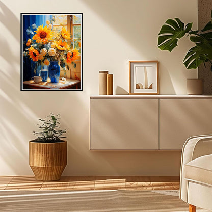 Diamond Art Painting Kits for Adults, Flower 5D Diamond Paint Dots Art Kit for Adult Beginner, Sunflowers DIY Round Gem Crystal Art Paintings by Diamond, Home Wall Decor Crafts 12x 16 inch