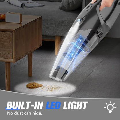 Nozzle Handheld Vacuum Cordless Rechargeable with LED Light, Car Vacuum Portable Cordless, Hand Vacuum Cleaner Car
