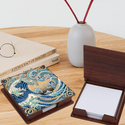 JISHSHAY Diamond Painting Note Box Sea Wave Diamond Art Sticky Note Holder Gem Art Notecard Box Gem Painting Mosaic Kits for Adults Embroidery Kit Memo Pad Holder, Contains 160 Sheets of Paper