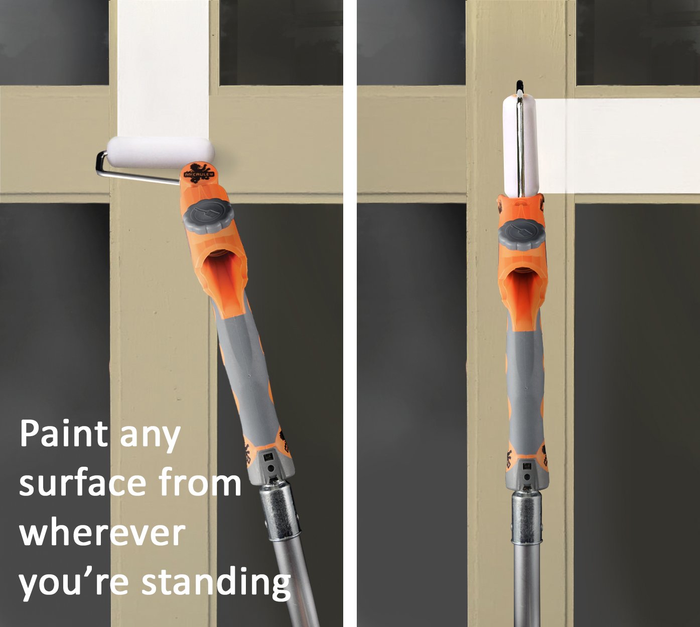 McCauley Tools Revolver- Heavy Duty, Long Handle Paint Brush Extender and Roller Holder, Paint Edger Tool for High Ceilings, Corner Painting Tool Compatible with All Threaded and Locking Poles