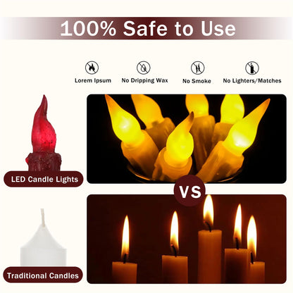 Gedengni Magical Candlesticks Flameless Taper Candle, 2pcs Red LED Tapered Candles Remote Dipped Candle 6inch Battery Chandelier for Enchanting Weddings and Harry Potter Inspired Vigils(LW4P-RE)