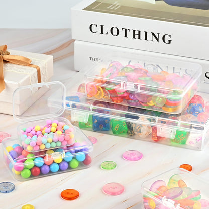 Mauproy 24 Pack Mixed Sizes Small Plastic Storage Containers, Mini Rectangular Small Items Organizer Boxes with Hinged Lids and Labels for Craft Jewelry Beads